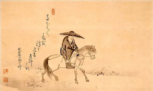 “Bashō riding a horse” by his follower Sugiyama Sanpu